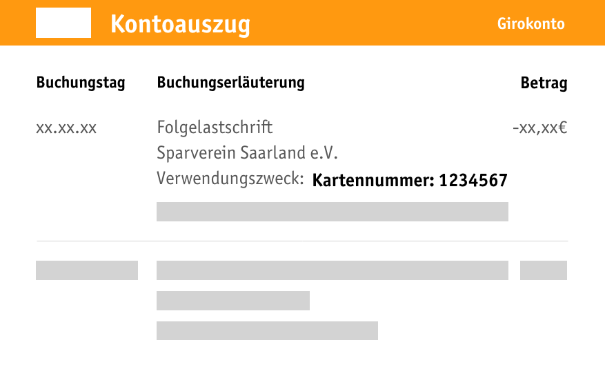 Beispiel: Kontoauszug mit Kartennummer